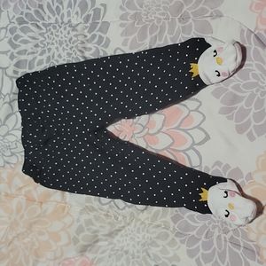 Baby 6 months footed pants black with polkadots swan foot